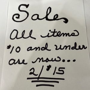 Items $10.00 & Under NOW 2/$15